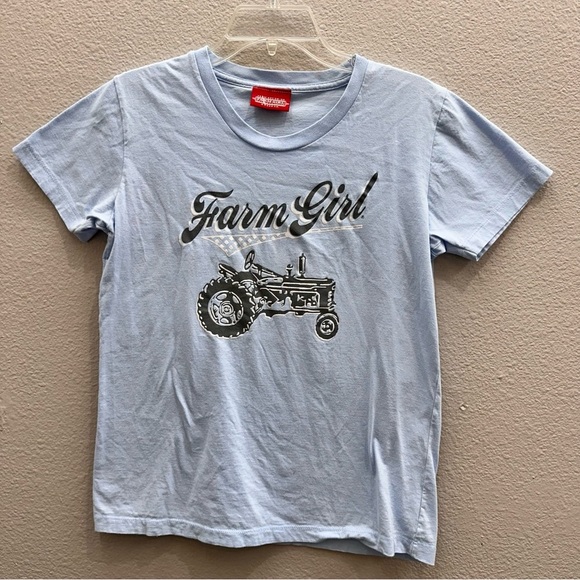 Farm Girl Farm Boy Coop Tops - Farm Girl T Shirt Blue Womens Size Medium Farm Boy Co op Farm Girl Feed Tractor